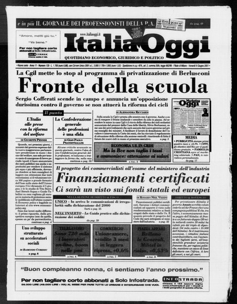 Italia oggi : quotidiano di economia finanza e politica